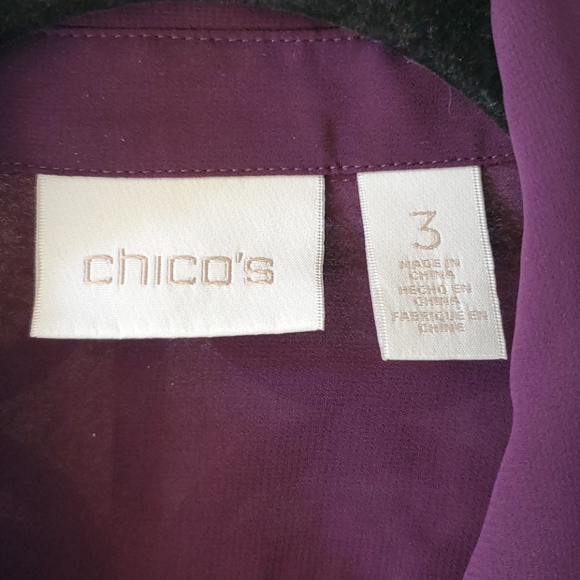 SOLD!!! CHICO'S Purple Sheer Camp Shirt - Size 3 - Picture 3 of 5